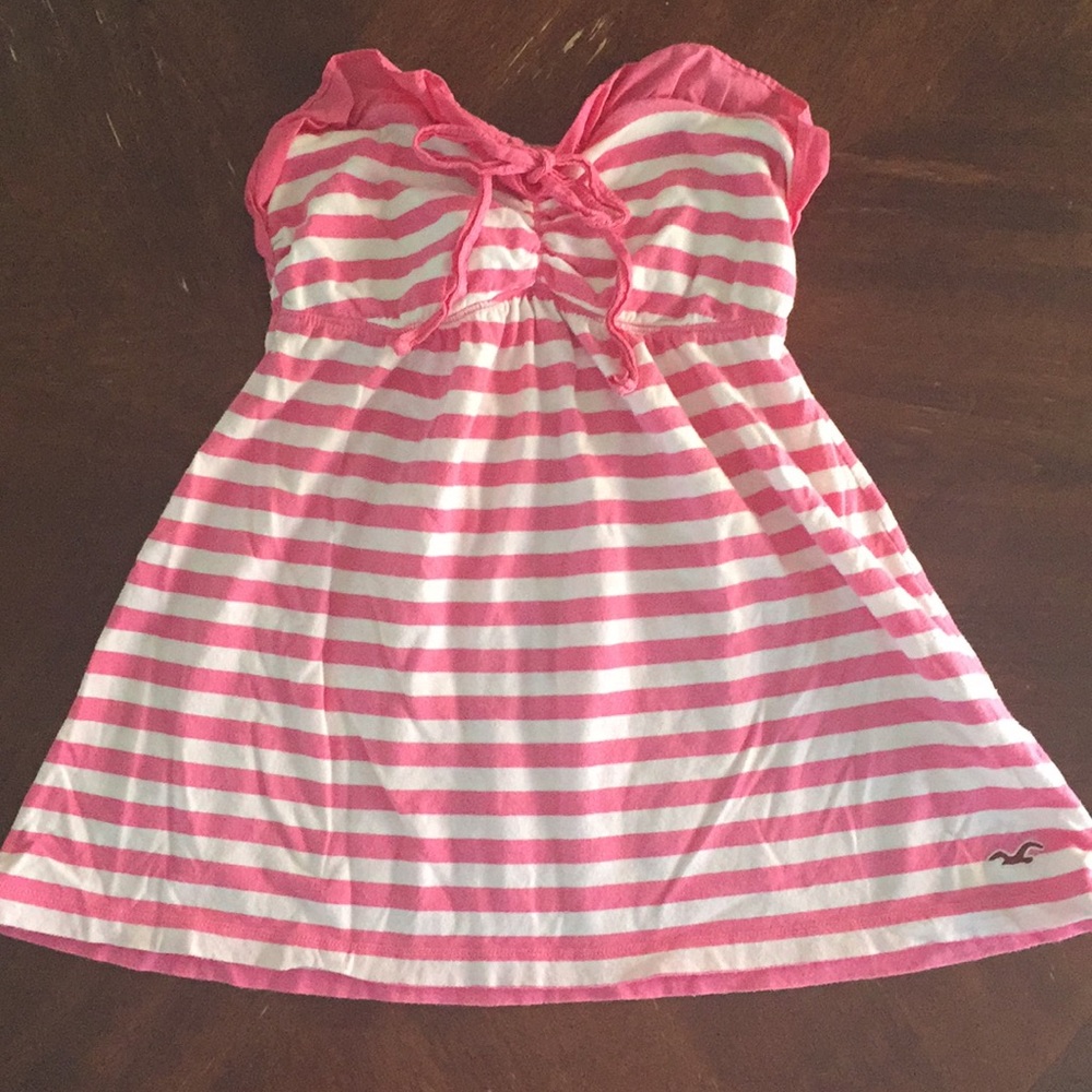 Pink & white striped strapless top from Hollister